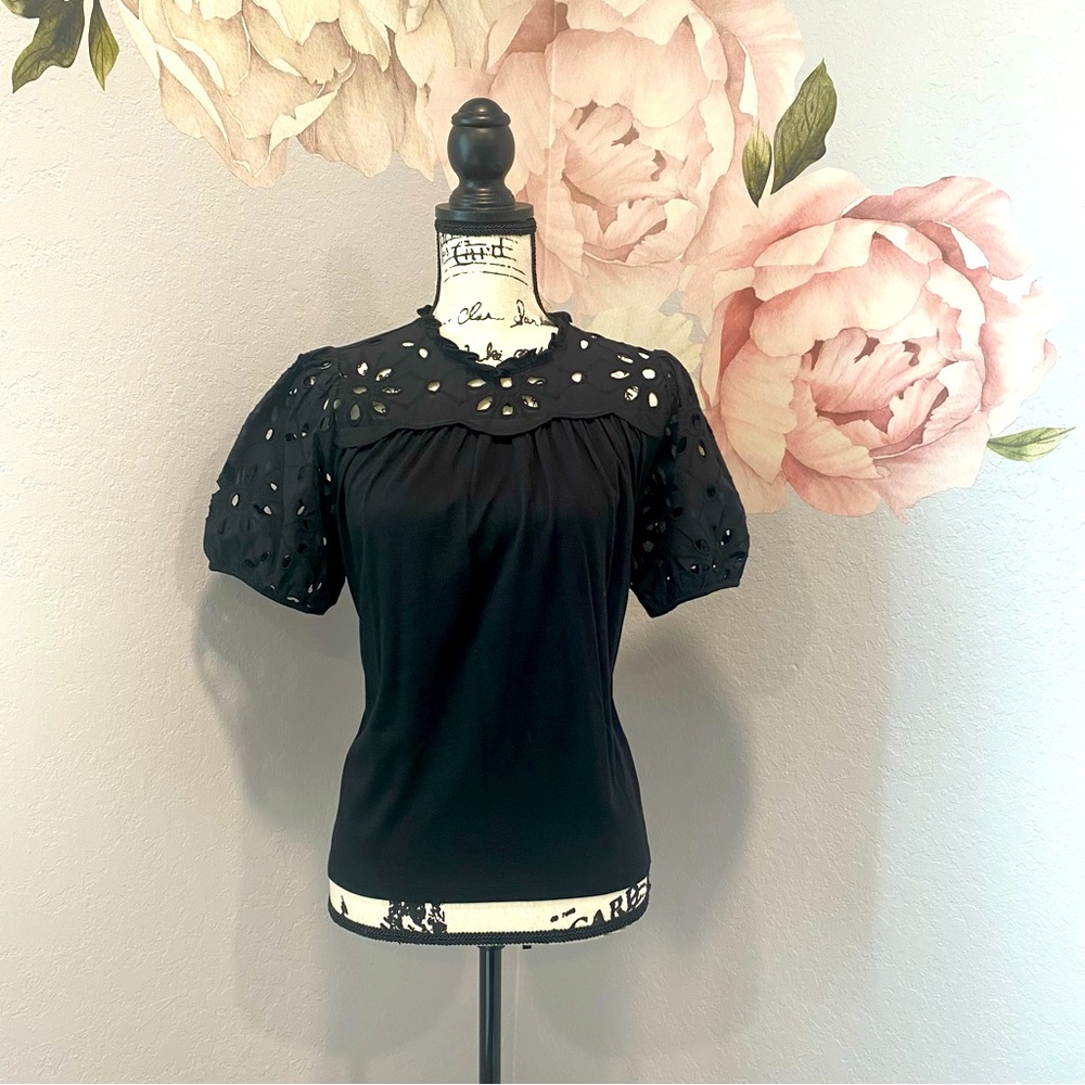 Ann Taylor Floral Cut Out Tee